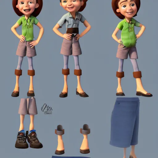 Prompt: A Mom, pixar character model sheet turnaround, studio, trending in Artstation, official media, 4K HD, by Bill Presing