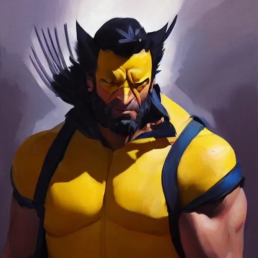 Image similar to Greg Manchess portrait painting of Wolverine as Overwatch character, medium shot, asymmetrical, profile picture, Organic Painting, sunny day, Matte Painting, bold shapes, hard edges, street art, trending on artstation, by Huang Guangjian and Gil Elvgren and Sachin Teng