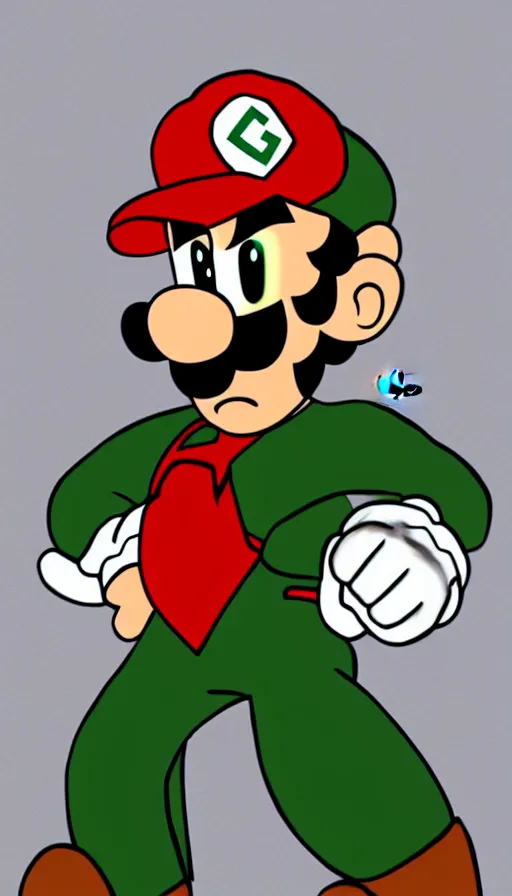 Image similar to gigachad Luigi by Yōichi Kotabe