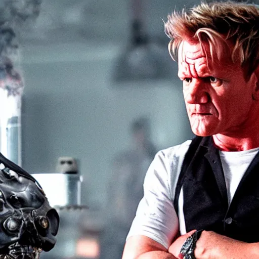 Image similar to A still of Gordon Ramsay as The Terminator, george orwell