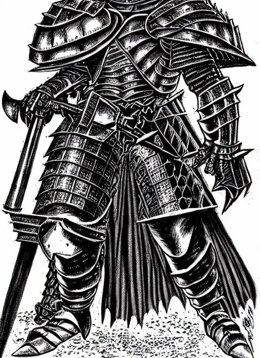 Image similar to wrewolf armored knight by kentaro miura