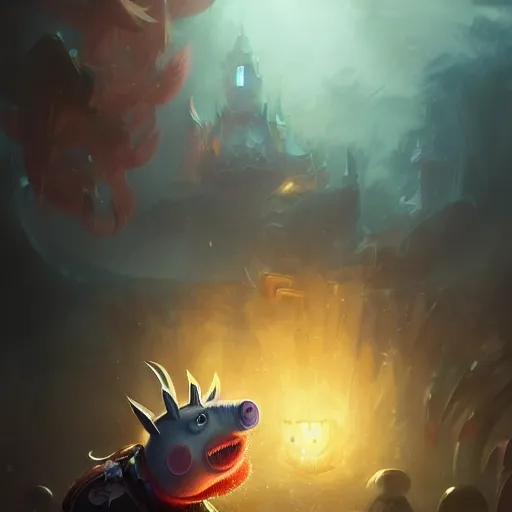 Image similar to Portrait of Peppa Pig, League of Legends amazing splashscreen artwork, splash art,natural light, elegant, intricate, fantasy, atmospheric lighting, by Greg rutkowski, league of legends splash art, hd wallpaper, ultra high details