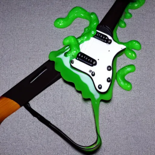 Image similar to an electric guitar made entirely out of gelatinous goo