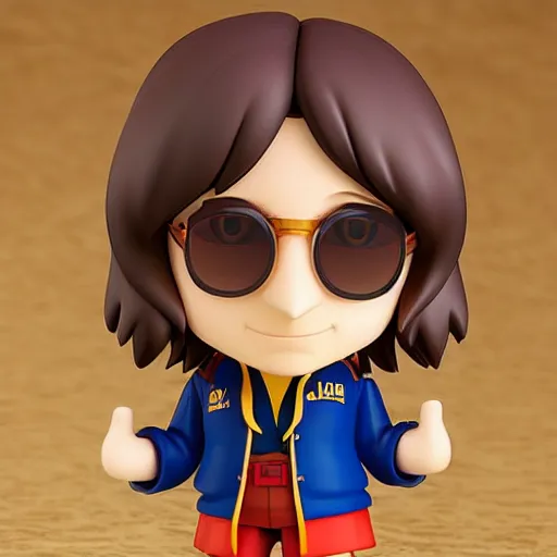 Image similar to john lennon as nendoroid and love and peace, kodak film