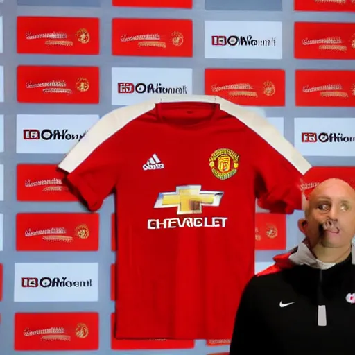 Prompt: BBC Sports photograph of a Manchester United press conference introducing their new signing, a ghost