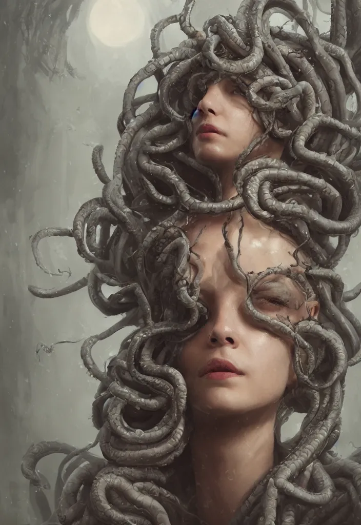 prompthunt: medusa with snake hair by charlie bowater and titian