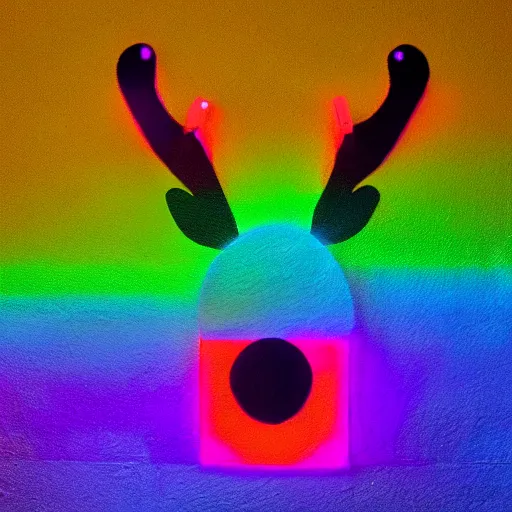 Image similar to Reindeer made out of shadows, neon, rainbow, fursona, furry,