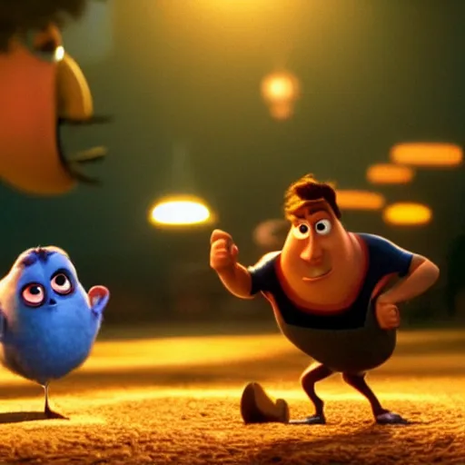 Prompt: a cinematic still of the Pixar version of the movie Next Friday (2000) epic lighting, shallow depth of field