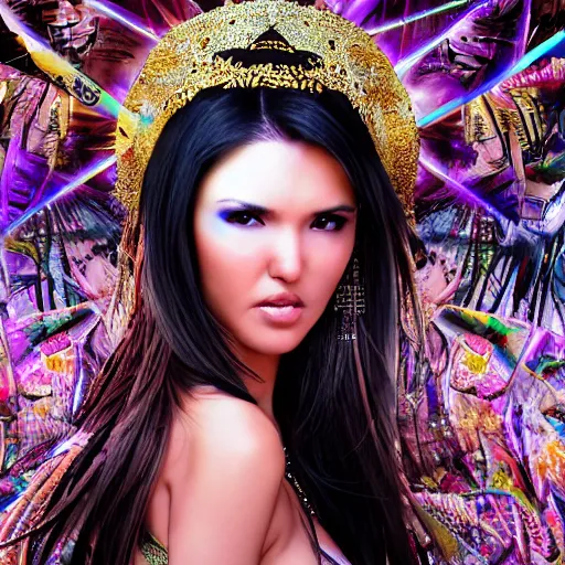Image similar to Maria Ozawa as the Goddess of Exacto blades looking at you intensely with seductively serious eyes while wearing a head covering. ultra detailed painting at 16K resolution and epic visuals. epically surreally beautiful image. amazing effect, image looks crazily crisp as far as it's visual fidelity goes, absolutely outstanding. vivid clarity. ultra. iridescent. mind-breaking. mega-beautiful pencil shadowing. beautiful face. Ultra High Definition. frosted.