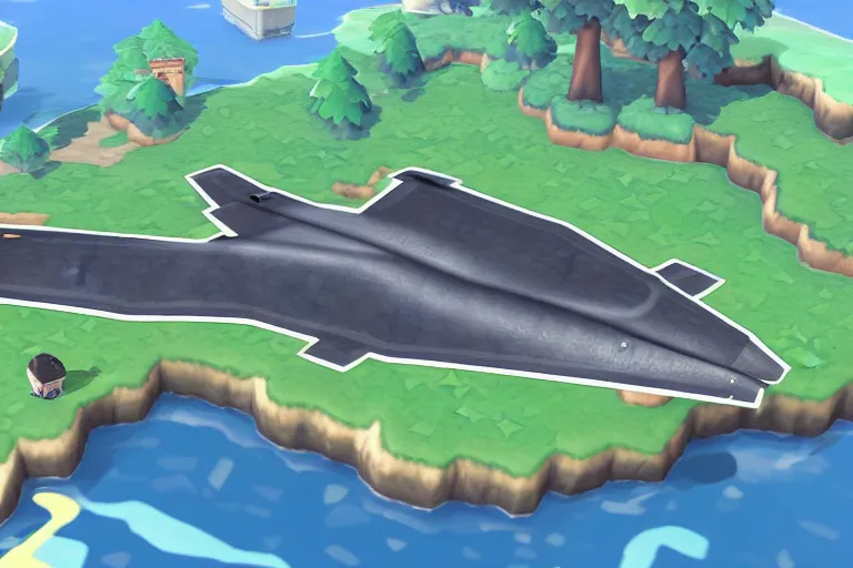 Prompt: b 2 stealth bomber in animal crossing