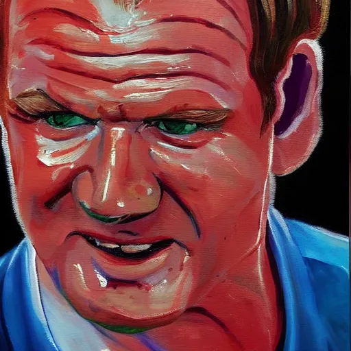 Prompt: a painting of Gordon Ramsey's forehead wrinkles as waves