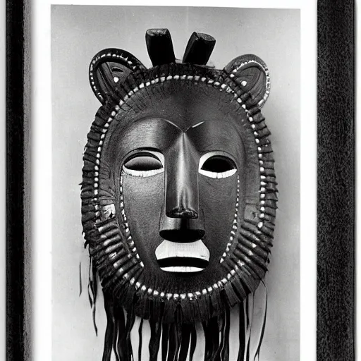 Prompt: vintage photo of Tsimshian animal mask by edward s curtis