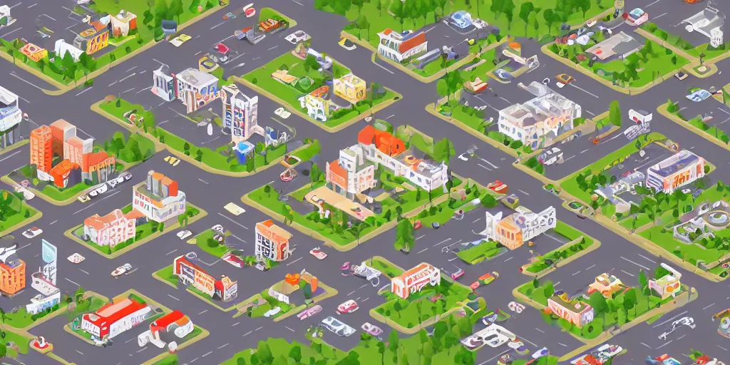 Image similar to cute isometric city