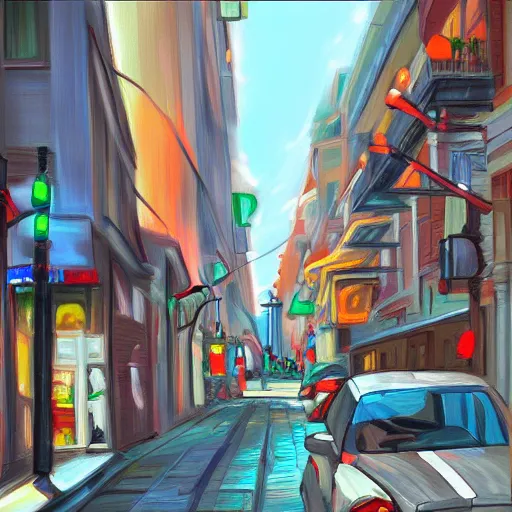 Image similar to street of Montreal, digital painting, trending on artstation