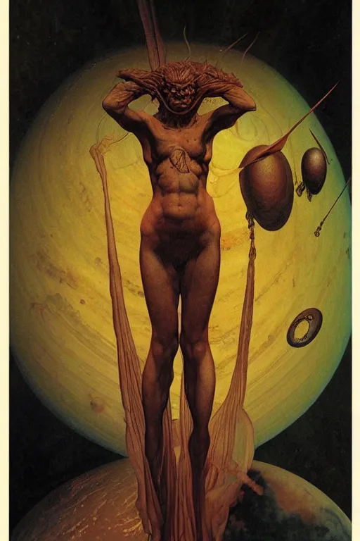 Prompt: saturn in the style of wayne barlowe, gustav moreau, goward, bussiere, roberto ferri, santiago caruso, luis ricardo falero, austin osman spare