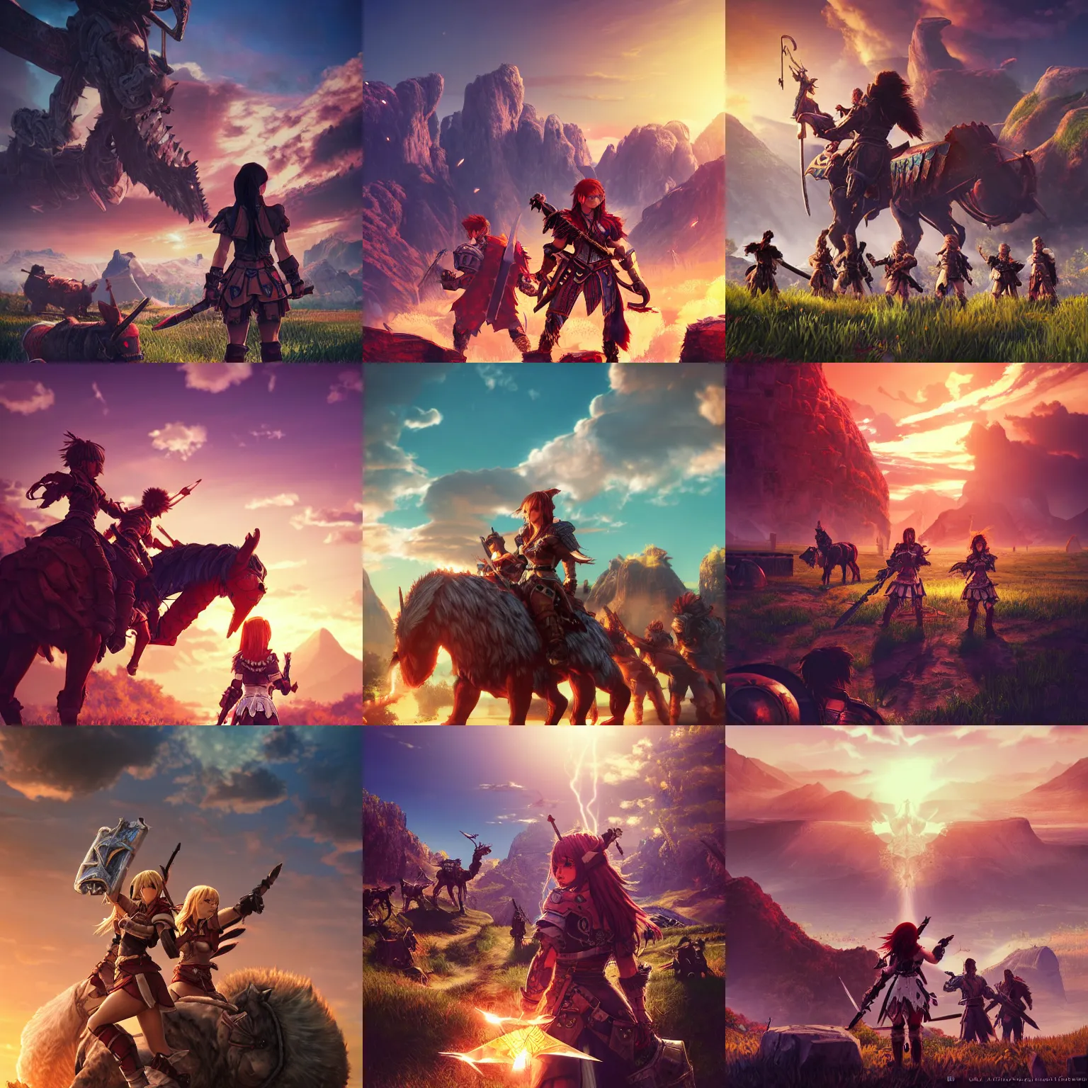 Prompt: ragnarok online knight, leading an army of soviet union to the final victorious fight, octane render, realistic, 4 k, horizon forbidden west horizon zero dawn radiating a glowing aura global illumination ray tracing hdr fanart arstation by ian pesty and alena aenami