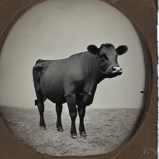 Image similar to tintype photo of a one legged cow