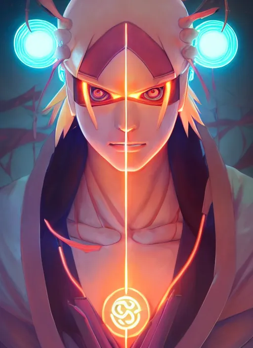 Image similar to symmetry!! naruto, naruto series, glowing lights!! intricate, elegant, highly detailed, digital painting, artstation, concept art, smooth, sharp focus, illustration, art by artgerm and greg rutkowski and alphonse mucha