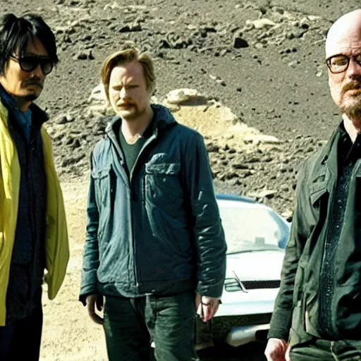 Image similar to Hideo Kojima and Christopher Nolan in Breaking Bad