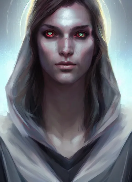 Image similar to « a portrait o cyberpunk jesus, glowing eyes, a digital painting by charlie bowater, featured on cgsociety, fantasy art, behance hd, wiccan, artstation hd »