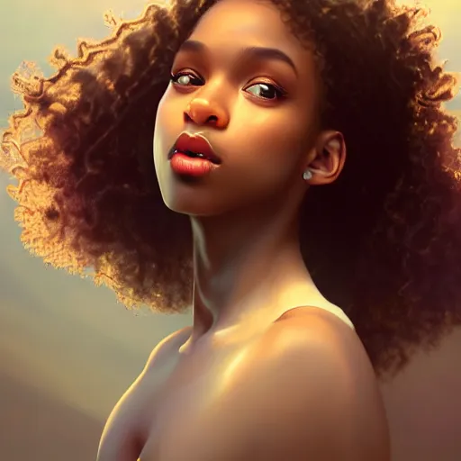 Image similar to a photorealistic hyperrealistic, bright brown eyes, light skinned african american young girl, ponytail hair, flawless face, beautiful lips, cute face, gorgeous white veil, by wlop, artgerm, greg rutwoski, alphonse mucha, beautiful dynamic dramatic low - light moody lighting, cinematic atmosphere, artstation, concept design art, octane render, 8 k