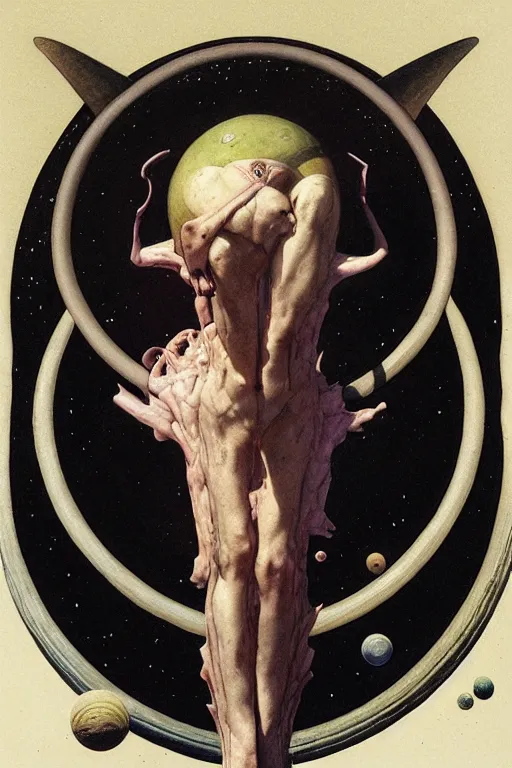 Image similar to saturn in the style of wayne barlowe, gustav moreau, goward, bussiere, roberto ferri, santiago caruso, luis ricardo falero, austin osman spare