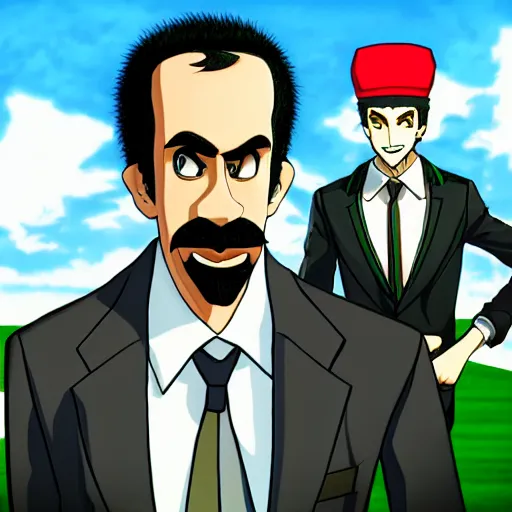 Image similar to render of borat in the danganronpa art style