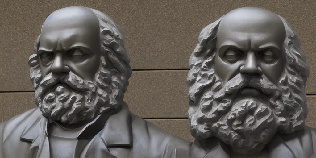 Image similar to large bust of karl marx in park by kenton nelson,