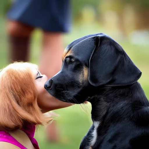 Prompt: woman morphing in to a dog