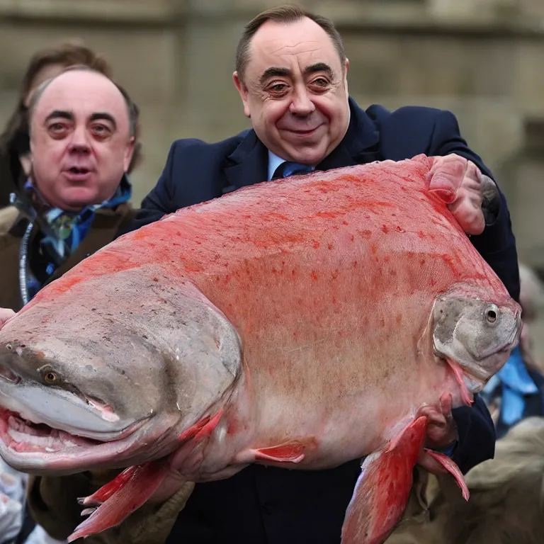 Image similar to alex salmond as a salmon