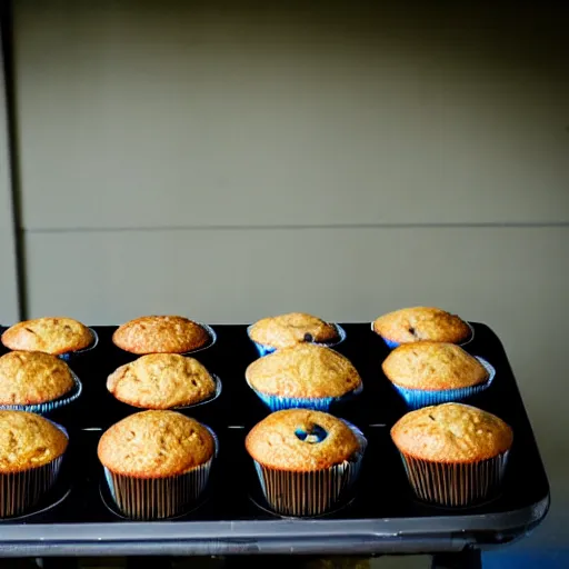 Image similar to army of gigantic muffins invading a city, 5 5 mm