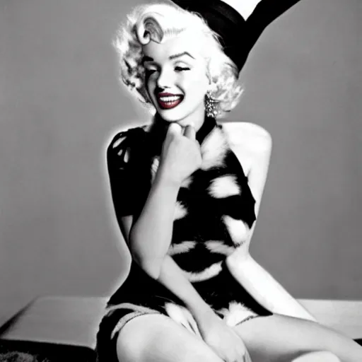 Prompt: marilyn monroe as cat in the hat