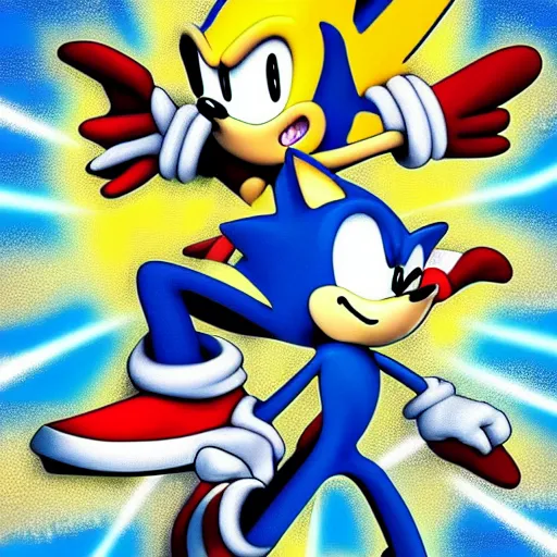 Image similar to sonic the hedgehog dabbing