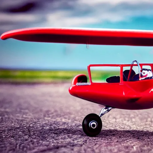 Image similar to fat cat piloting a little red airplane, photorealistic, real photo, award winning photography