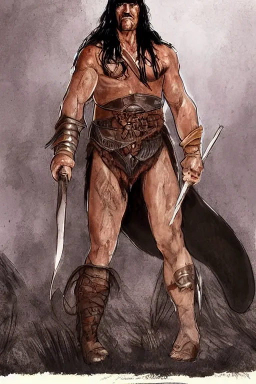 Image similar to concept art of clive owen as conan the barbarian