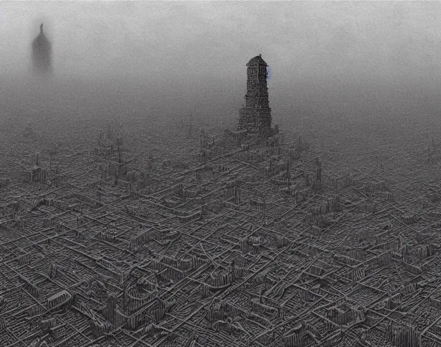 Image similar to The city of Camarillo, horror, by Zdzisław Beksiński and HR Giger, highly detailed, cinematic, 8k