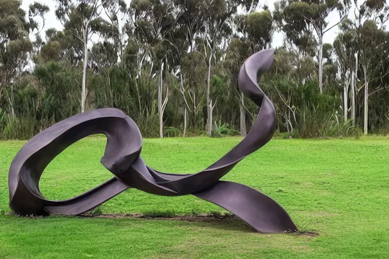 Image similar to “dramatic award-winning sculpture in an Australian wetlands, sculpture garden”