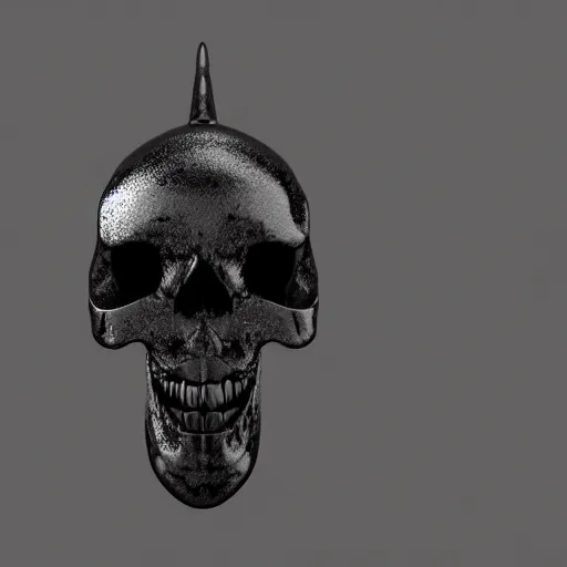 Prompt: a black sword skull handle, ornament, on a gray background, a 3 d render by dom qwek, studio lighting, raytracing, trending on polycount, futurism, hard surface modeling, rendered in maya, 3 ss max, blender, artstation hd