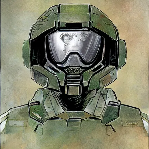 Image similar to Master Chief, by Dave McKean