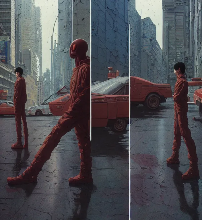 Image similar to realistic aesthetic highly detailed photography of characters in akira scene, characters with hyperrealistic highly detailed faces. from akira by katsuhiro otomo and alejandro hodorovski and denis villeneuve and gregory crewdson style with many details by mike winkelmann and vincent di fate in sci - fi style. volumetric natural light hyperrealism photo on dsmc 3 system