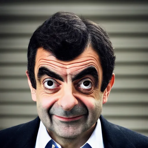 Image similar to A portrait mr bean teams up with a teenage rowan atkinson, perfect faces, 50 mm, award winning photography