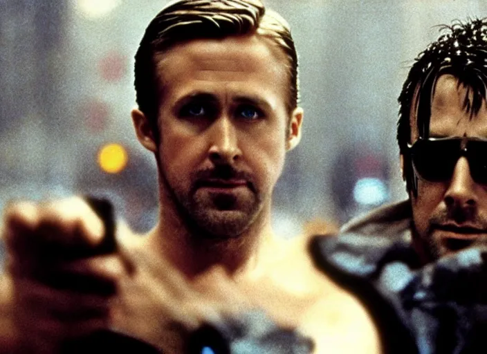 Image similar to film still of Ryan Gosling as Decker in Blade Runner 1982