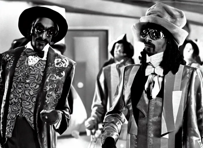 Image similar to film still of Snoop Dogg as Willy Wonka in Willy Wonka and the Chocolate Factory 1971