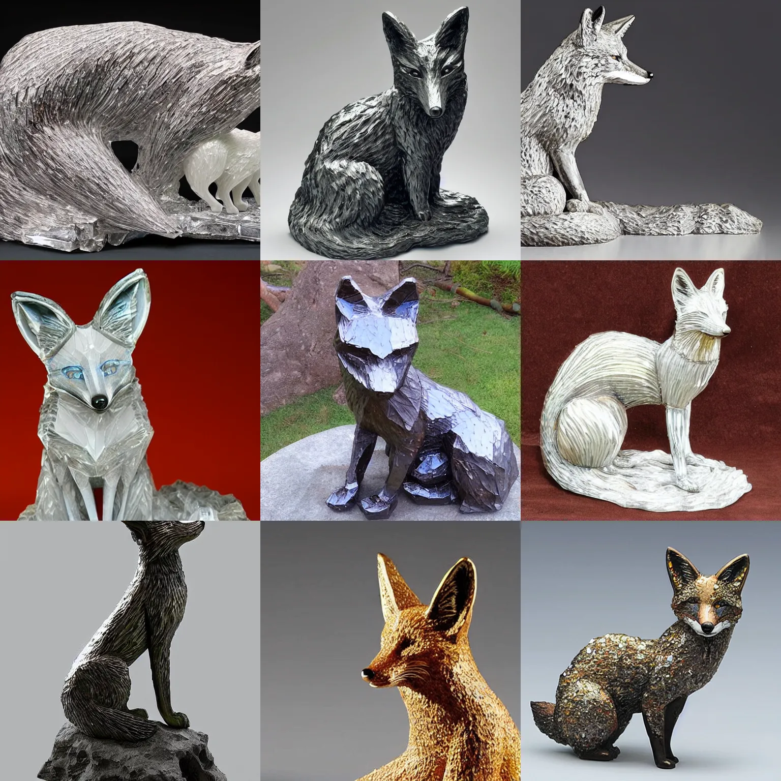 Prompt: a fox statue made out of crystal, high detail