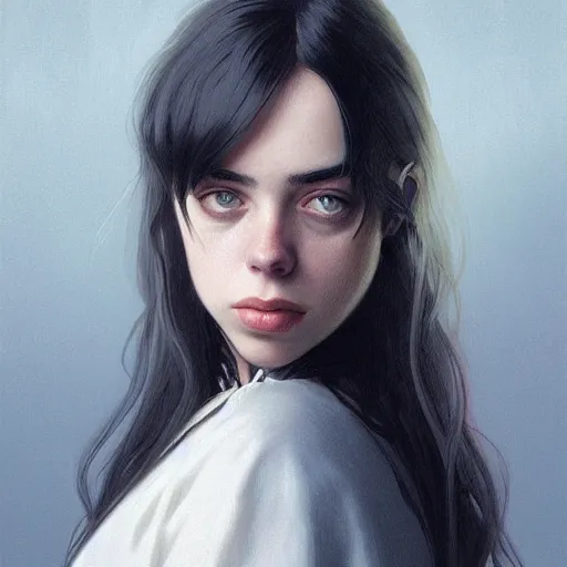 Prompt: Portrait of Billie Eilish in new york, elegant, digital painting, highly detailed, fantasy, artstation, concept art, smooth, sharp focus, illustration, art by artgerm and greg rutkowski and alphonse mucha