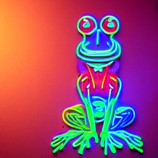 Prompt: neon cyberpunk frog