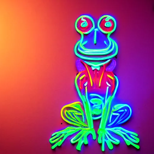 Peace Frogs Small Neon Frog Sticker