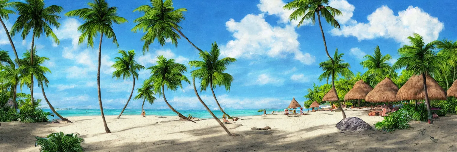 Image similar to Rendering of a tropical beach scene