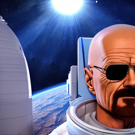 Prompt: 3 d render of walter white in space, 4 k image, space themed