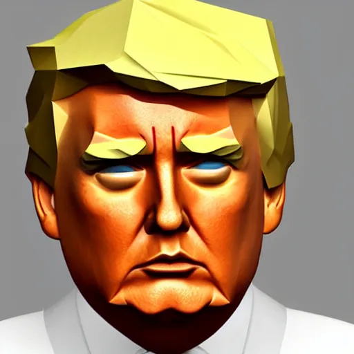 Prompt: low poly donald trump
